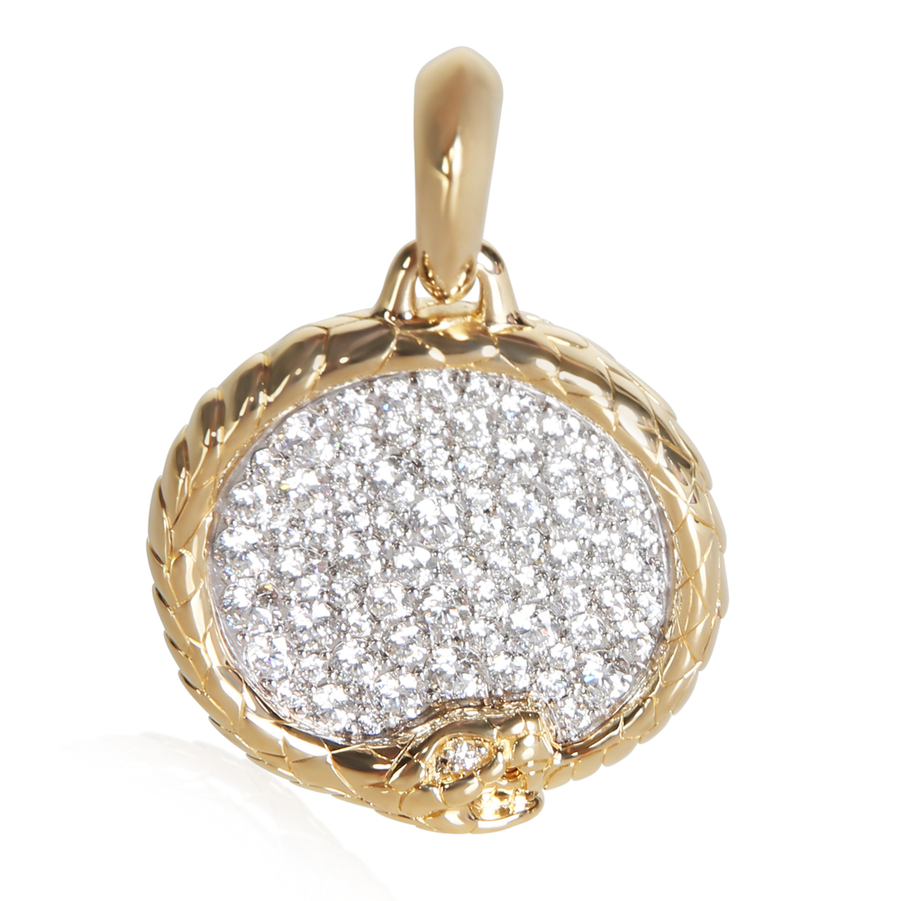 David Yurman Yellow Gold Diamond Oruboros Snake Amulet Pendant